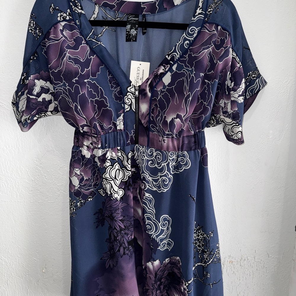 Guess Blue and Purple Floral Maxi Dress